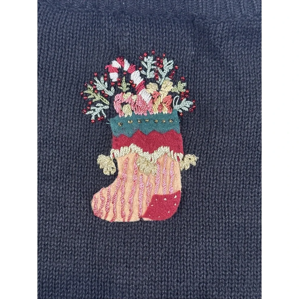 Vintage Stitches In Time Christmas Embroidered Cardigan Sweater Size‎ 2X Women